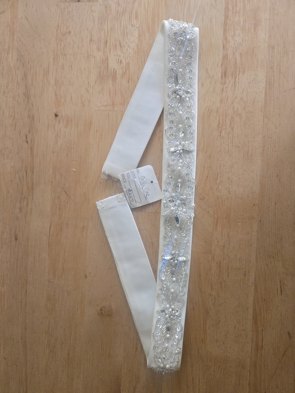Embellished Ivory Bridal Sash Belt with Beaded Floral Detail